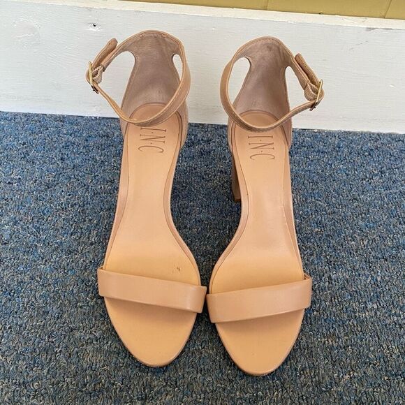 INC International concepts women 7 tan open toe strap 3.5” heel w/ankle buckle - Picture 3 of 10